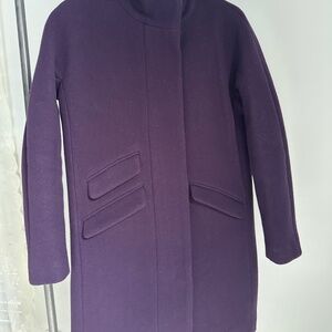 J.Crew Cocoon Coat | Italian Stadium-Cloth Wool | Eggplant | Size 0P